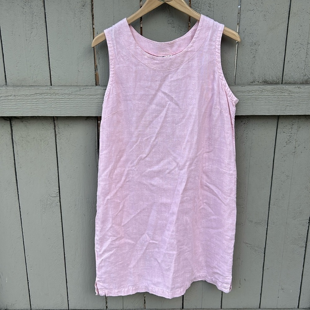 Vintage Mishi 100% Wearable Pink Linen Dress Size Small Beach Summer Vacation